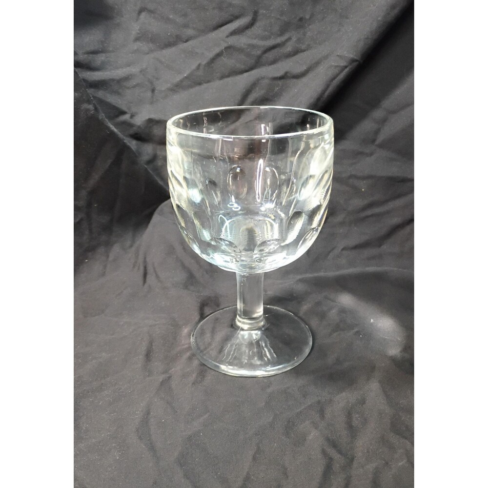 Heavy Clear Glass Thumbprint Goblet